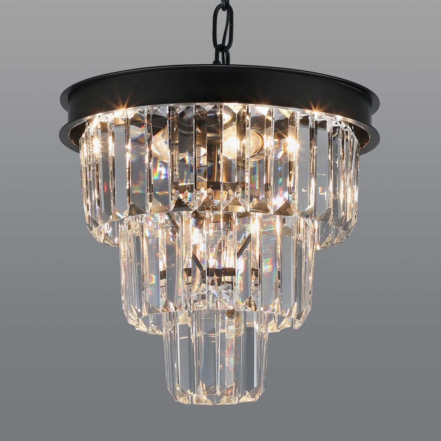 Black Four Light Crystal Chandelier Dining Pendant
