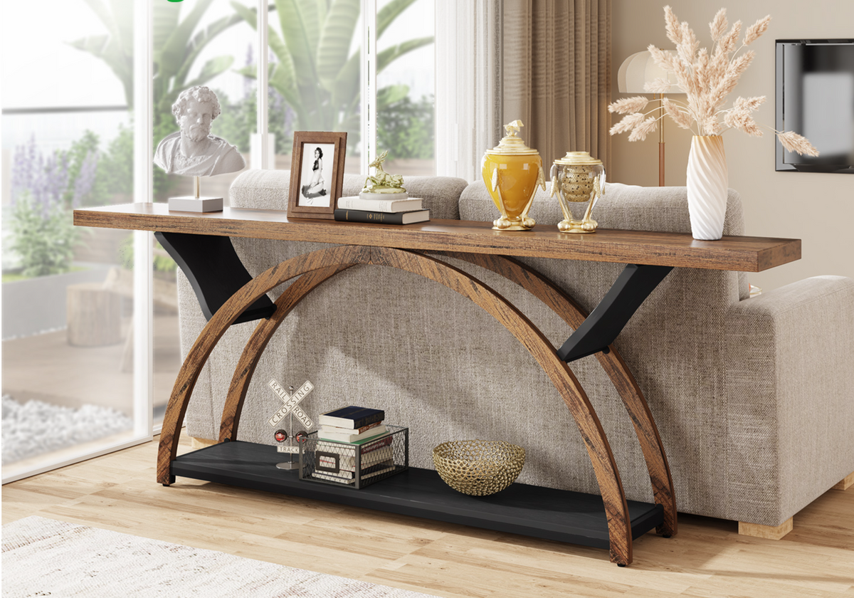 70.87" Console Table with Storage Shelf, Narrow Long Sofa Table