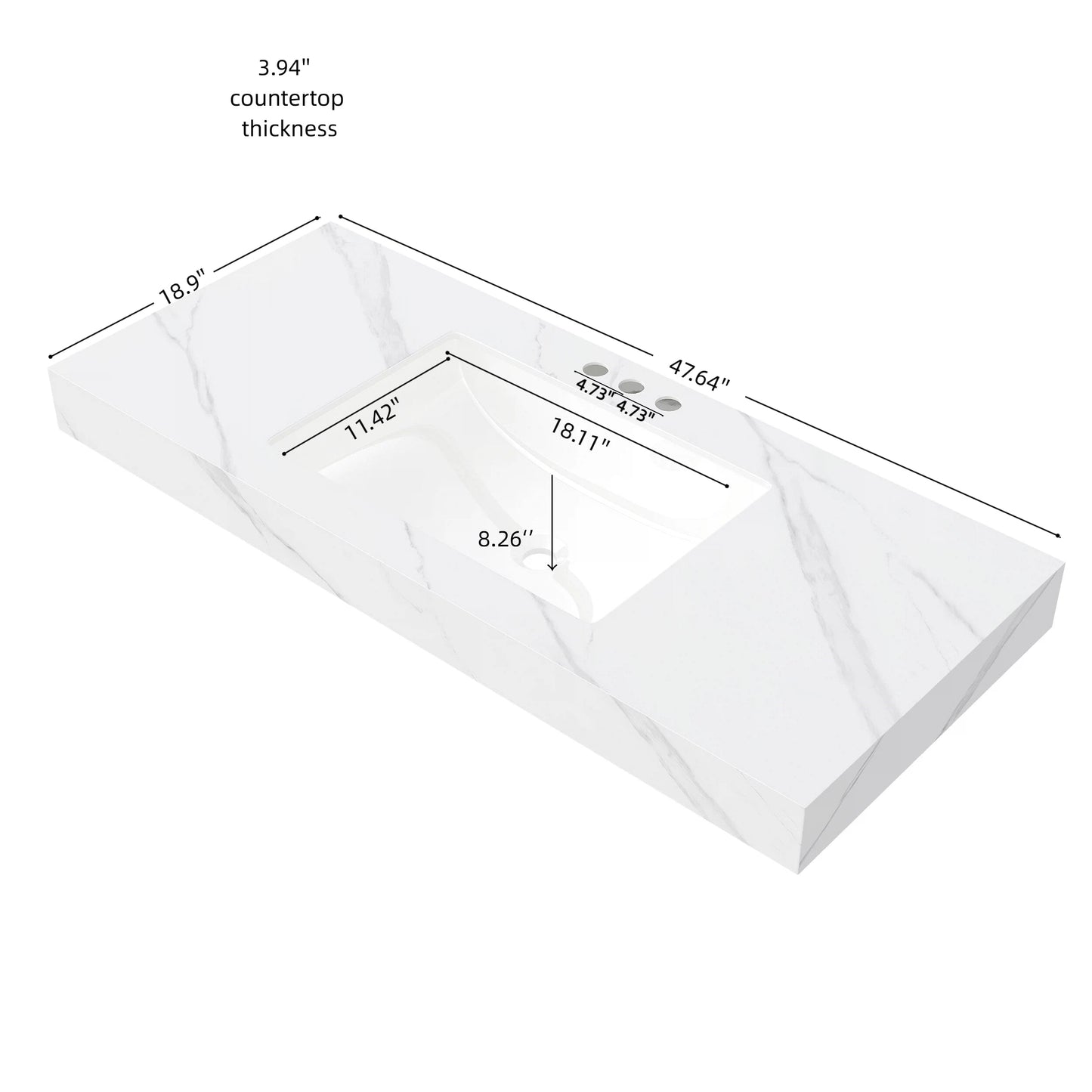 48" MURI Carrara Bathroom Vanity