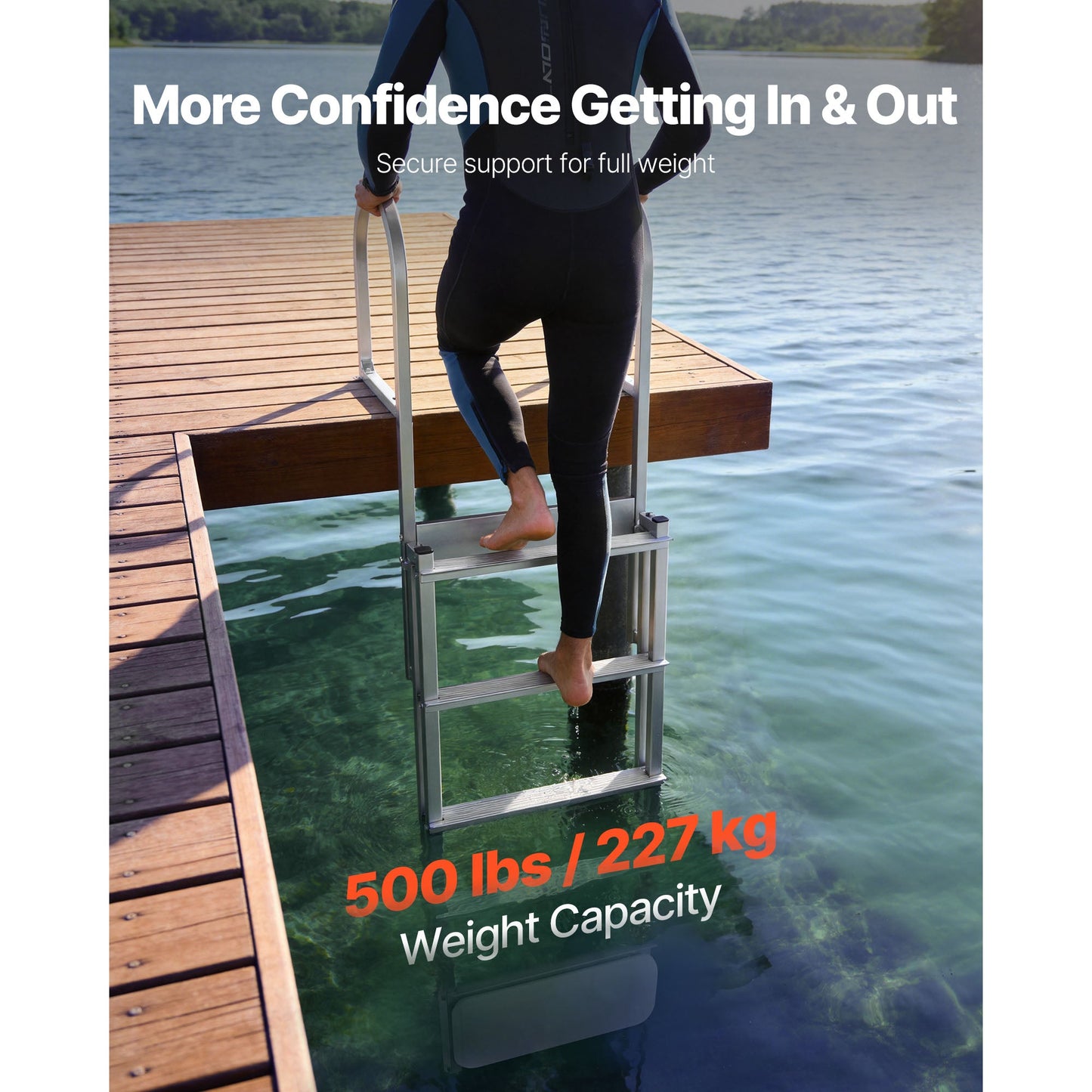 Retractable Dock Ladder - 5 Steps, Aluminum Alloy