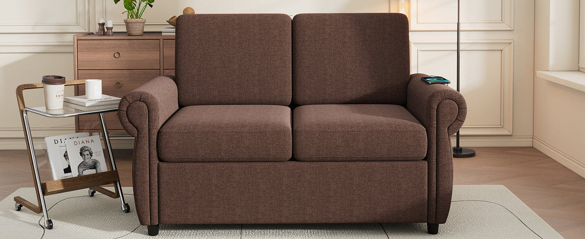 57.9" Orisfur Pull Out Sofa Bed Loveseat