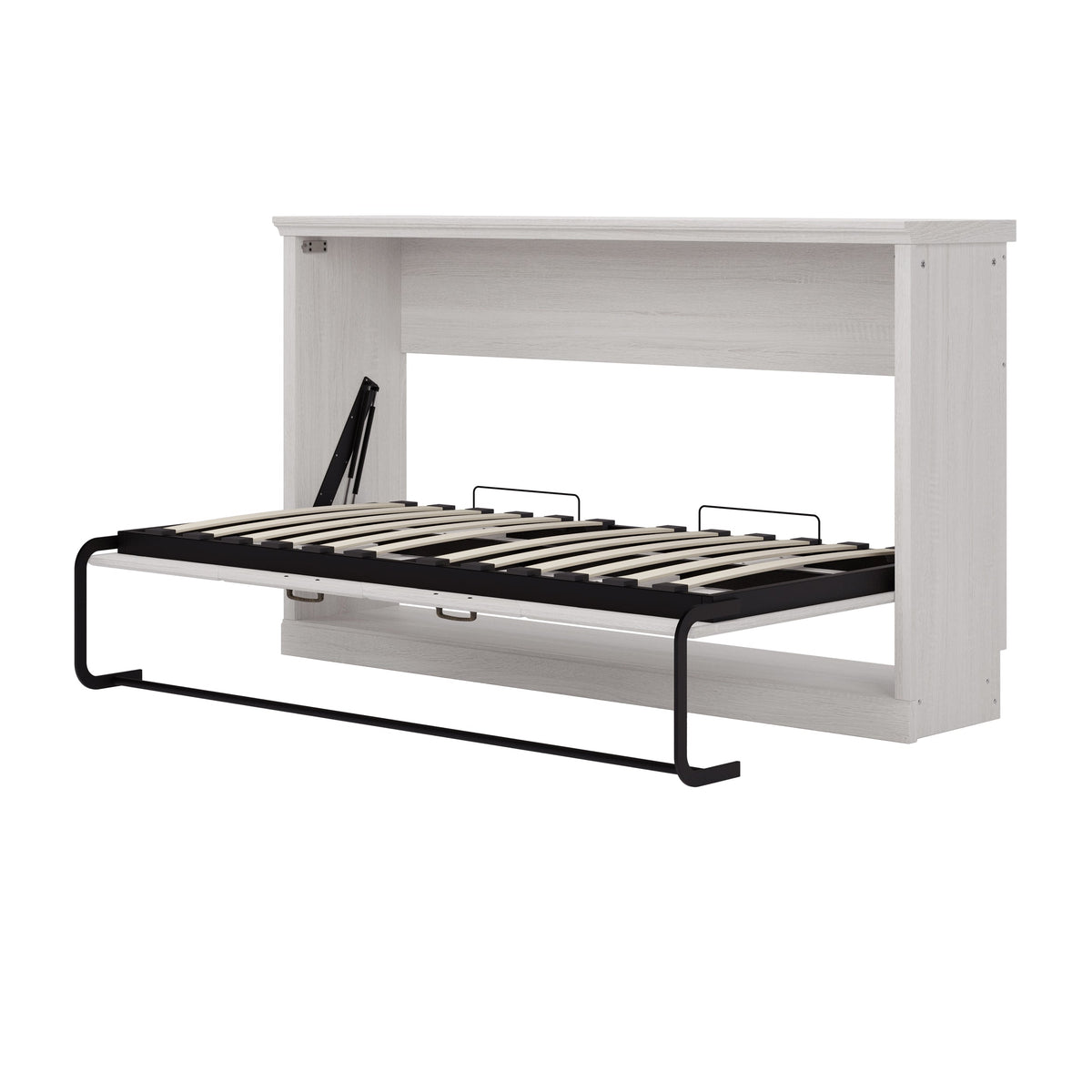 Twin Size Horizontal Murphy Bed in Rustic White