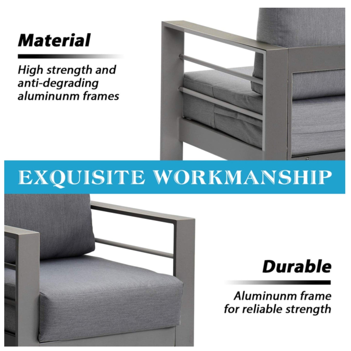 73" All-Weather Aluminum Patio Sofa