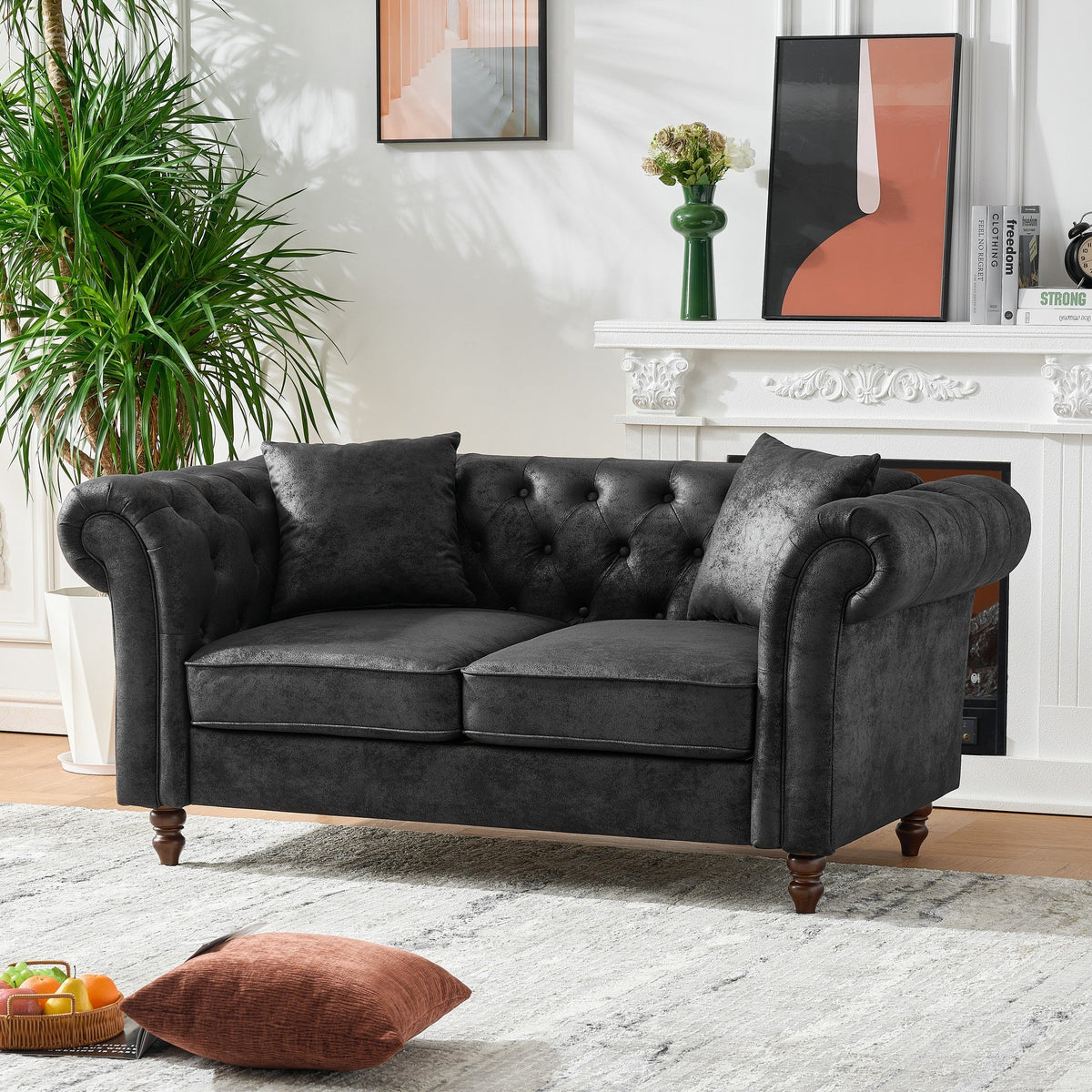 66" Chesterfield Tech Fabric Sofa