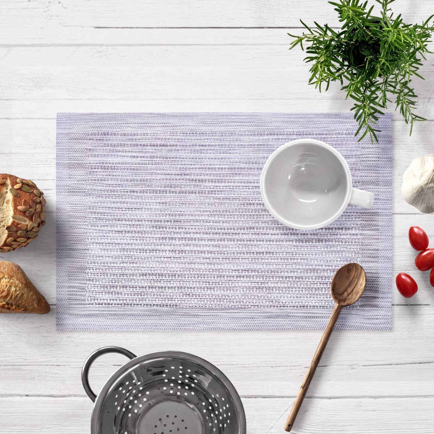 PVC Placemats – Silver Gray Dining Table Mats | Heat Resistant, Non Slip