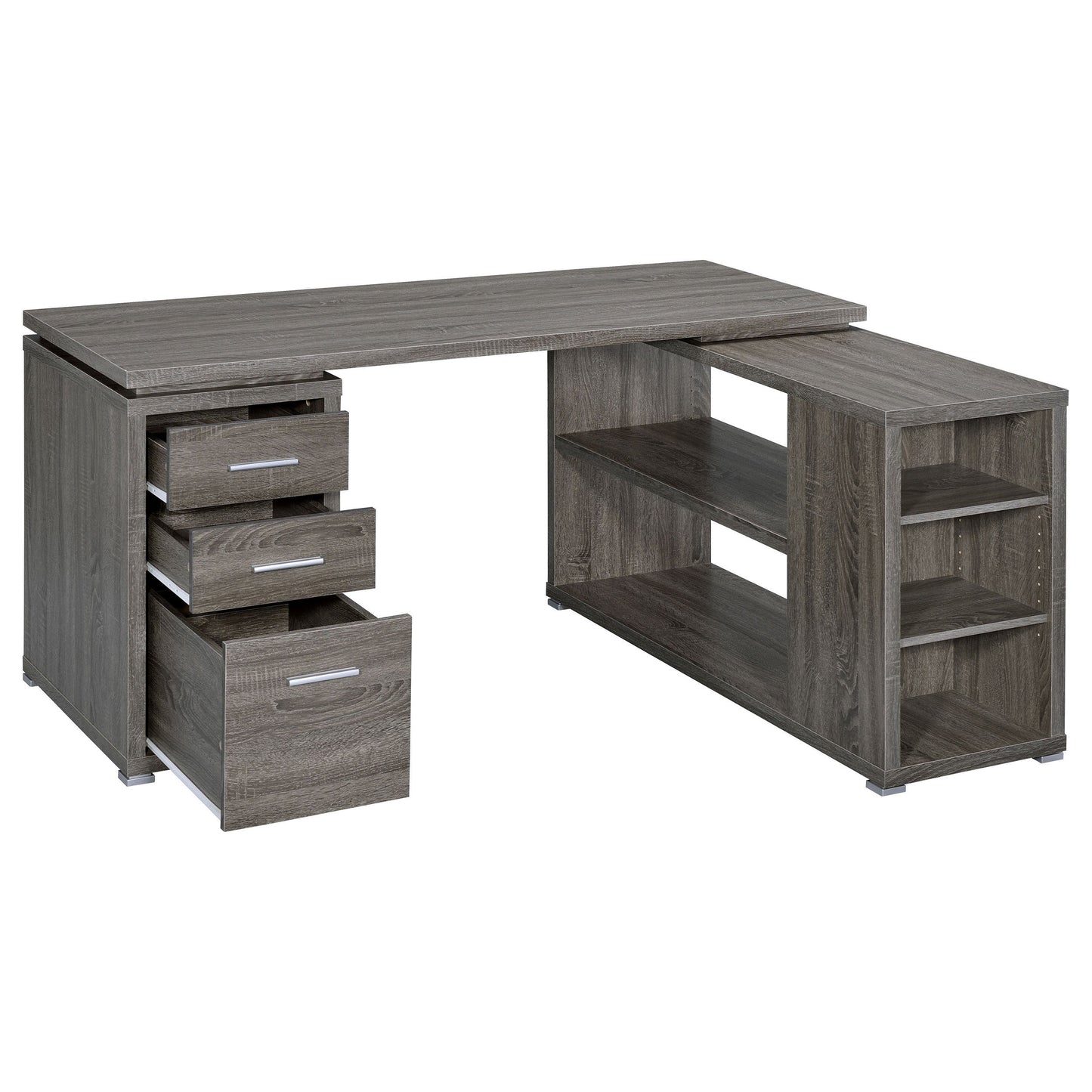 Tona Weathered Grey 3-Drawer L-shape Desk