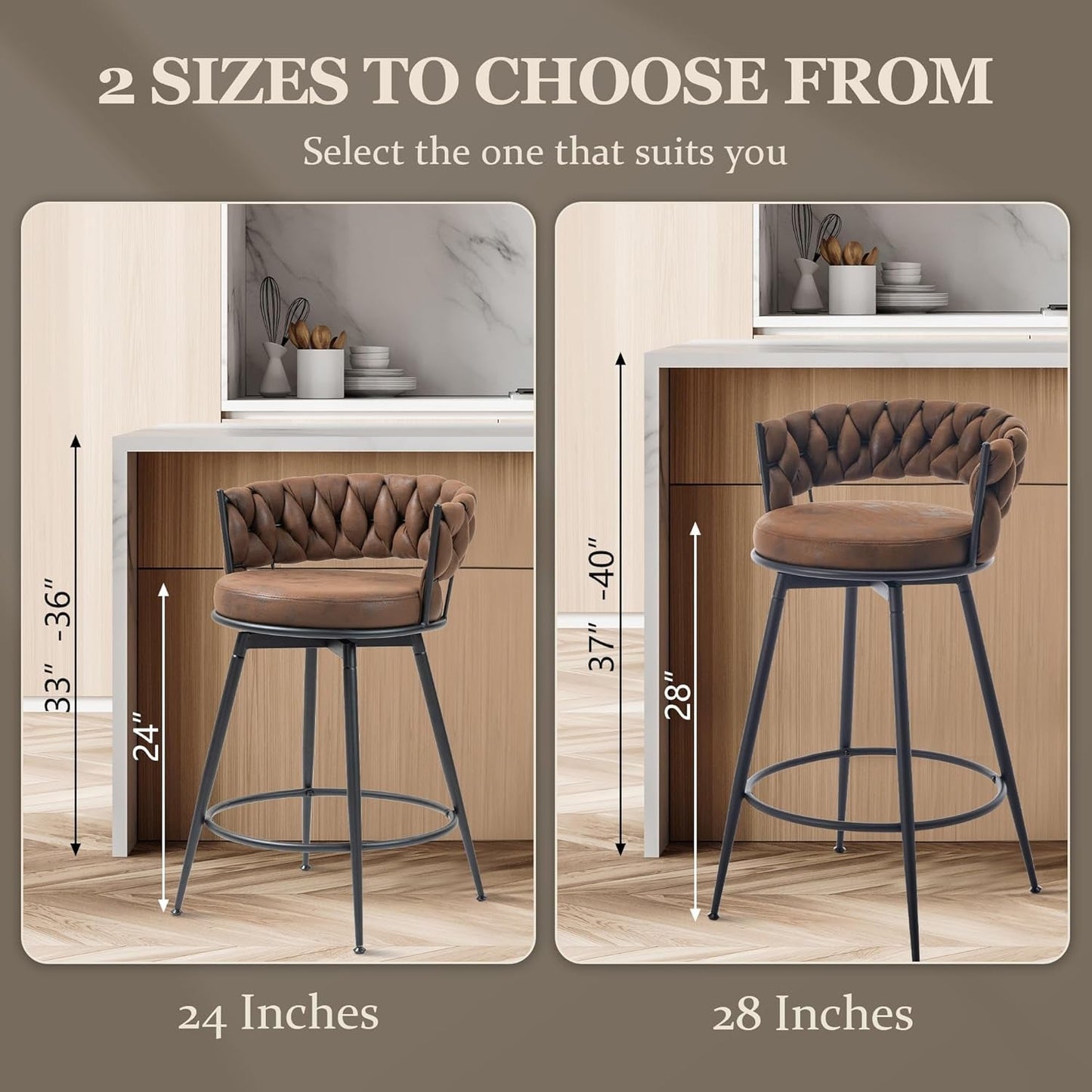 Modern Swivel Bar Stools Set of Two Stylish Design