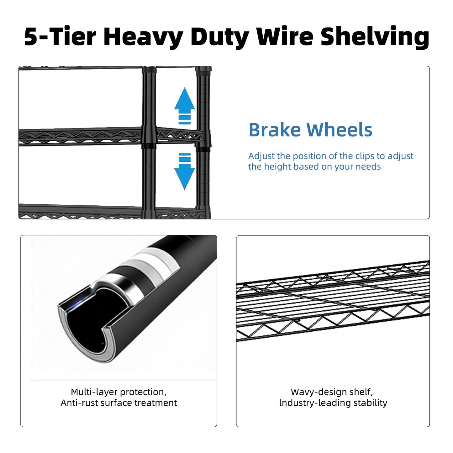 5-Shelf Wire Storage Shelving Unit
