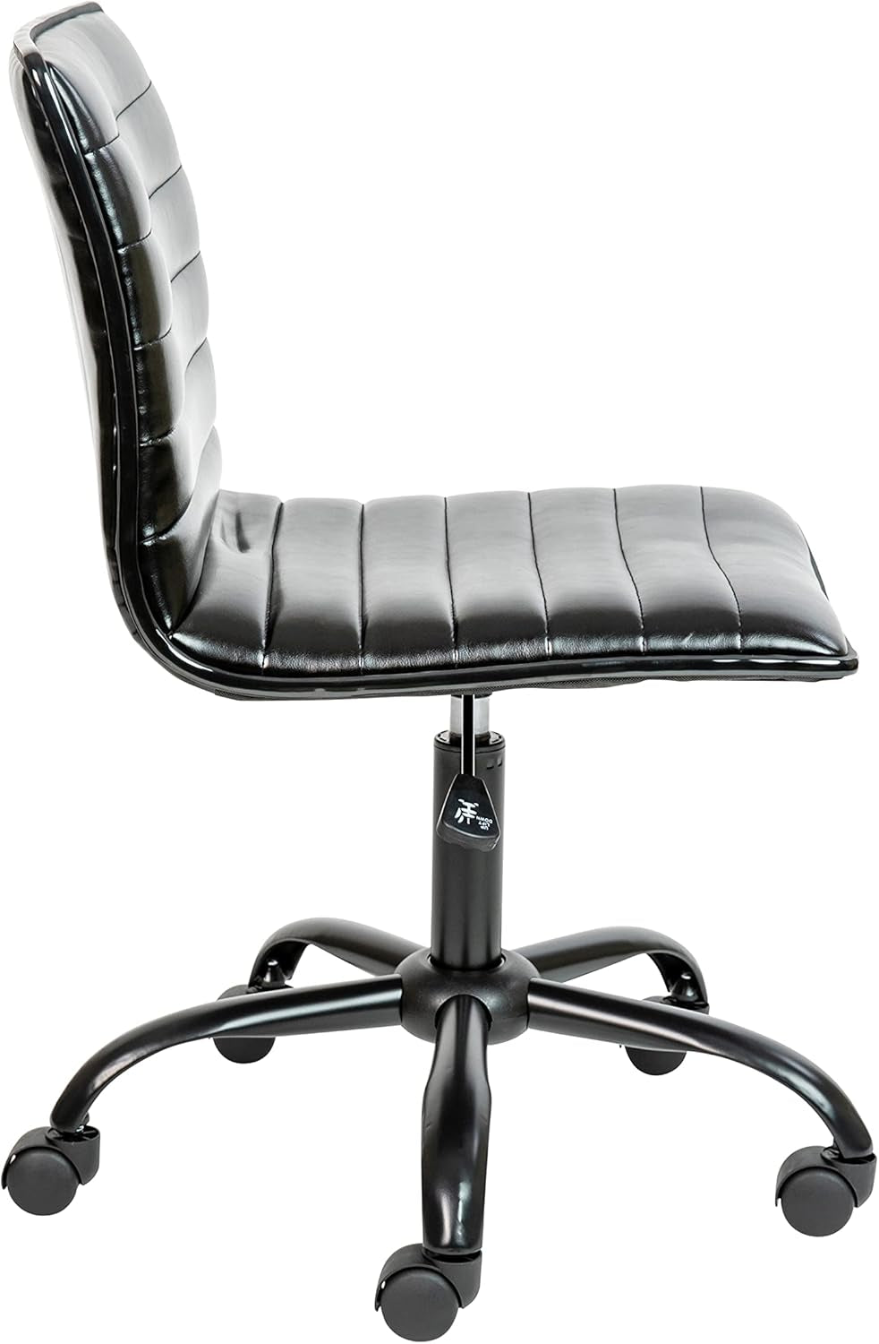 Alan Armless Office Task Chair Black Ribbed Back Modern