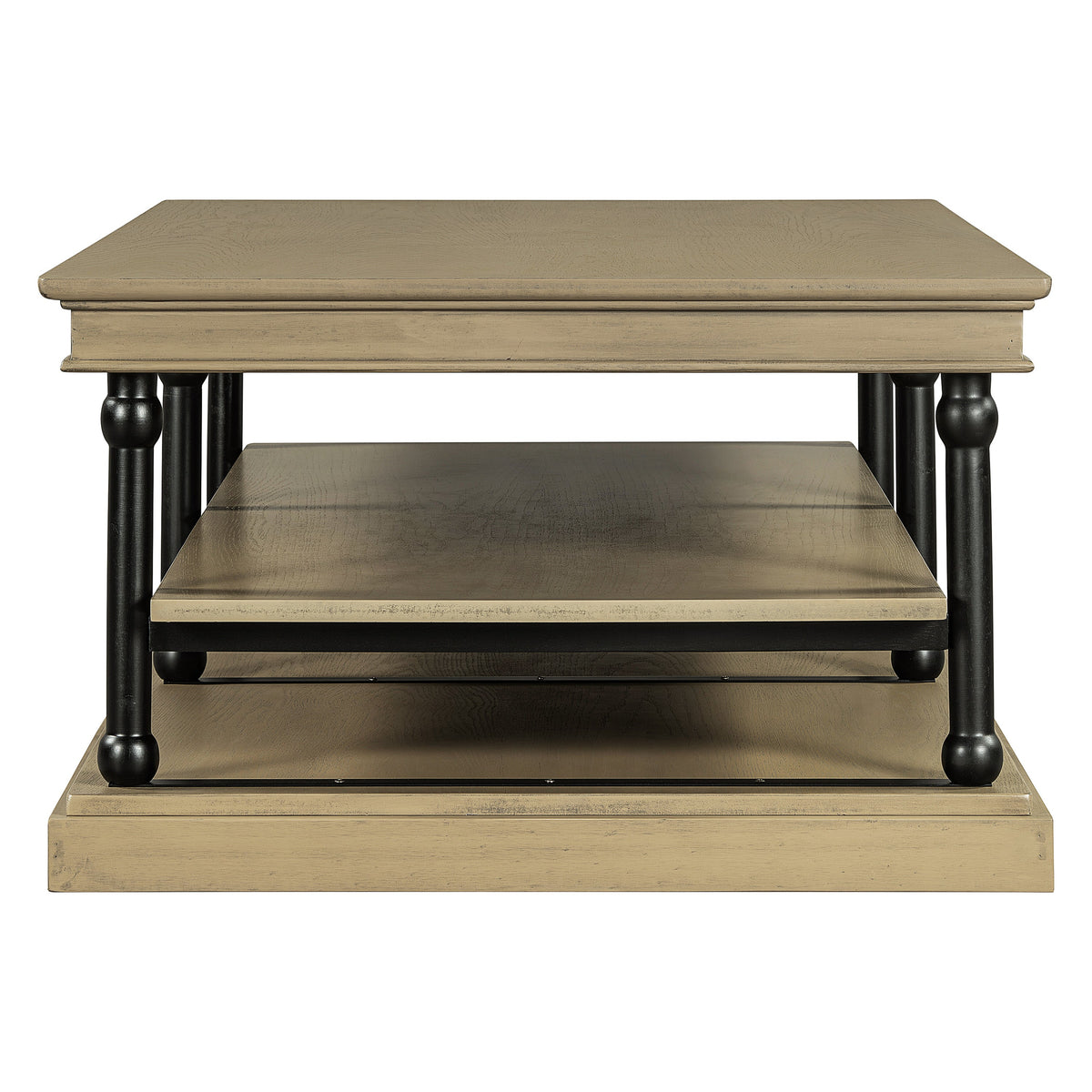 55.1" Wood Coffee Table with Open Shelves