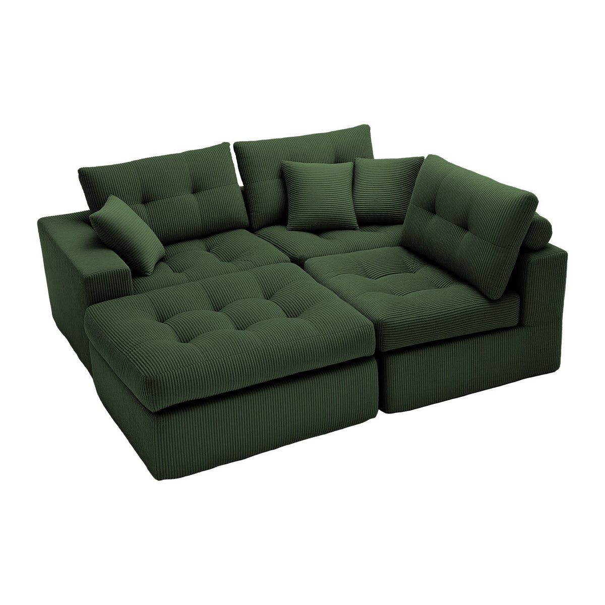 Corduroy Corner Chaise Compression Sofa Bed in Green