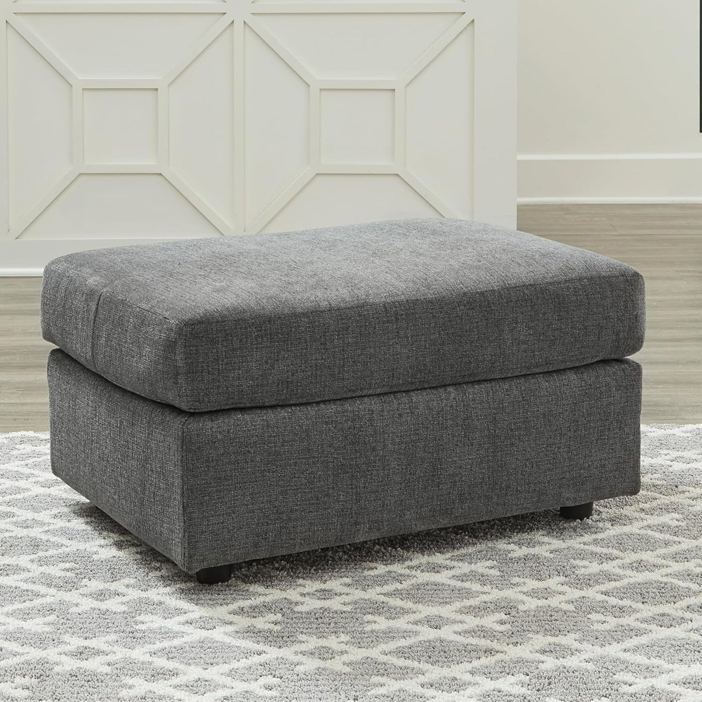 Stairatt Rectangular Gray Upholstered Ottoman Cushioned