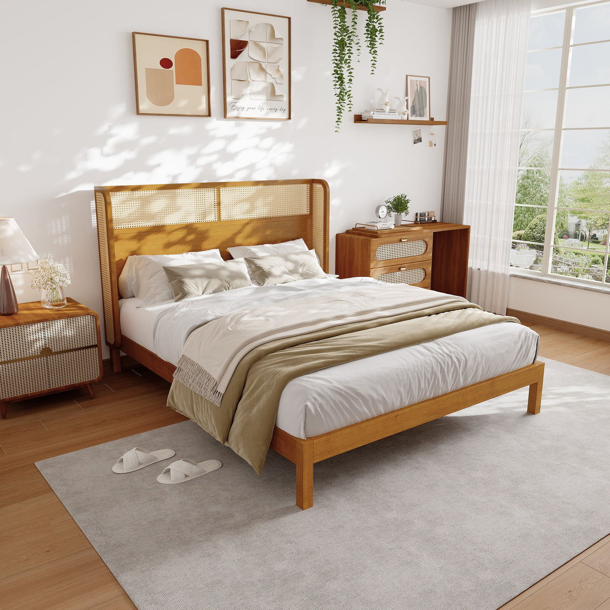 Premium Rubber Wood Platform Bed Frame