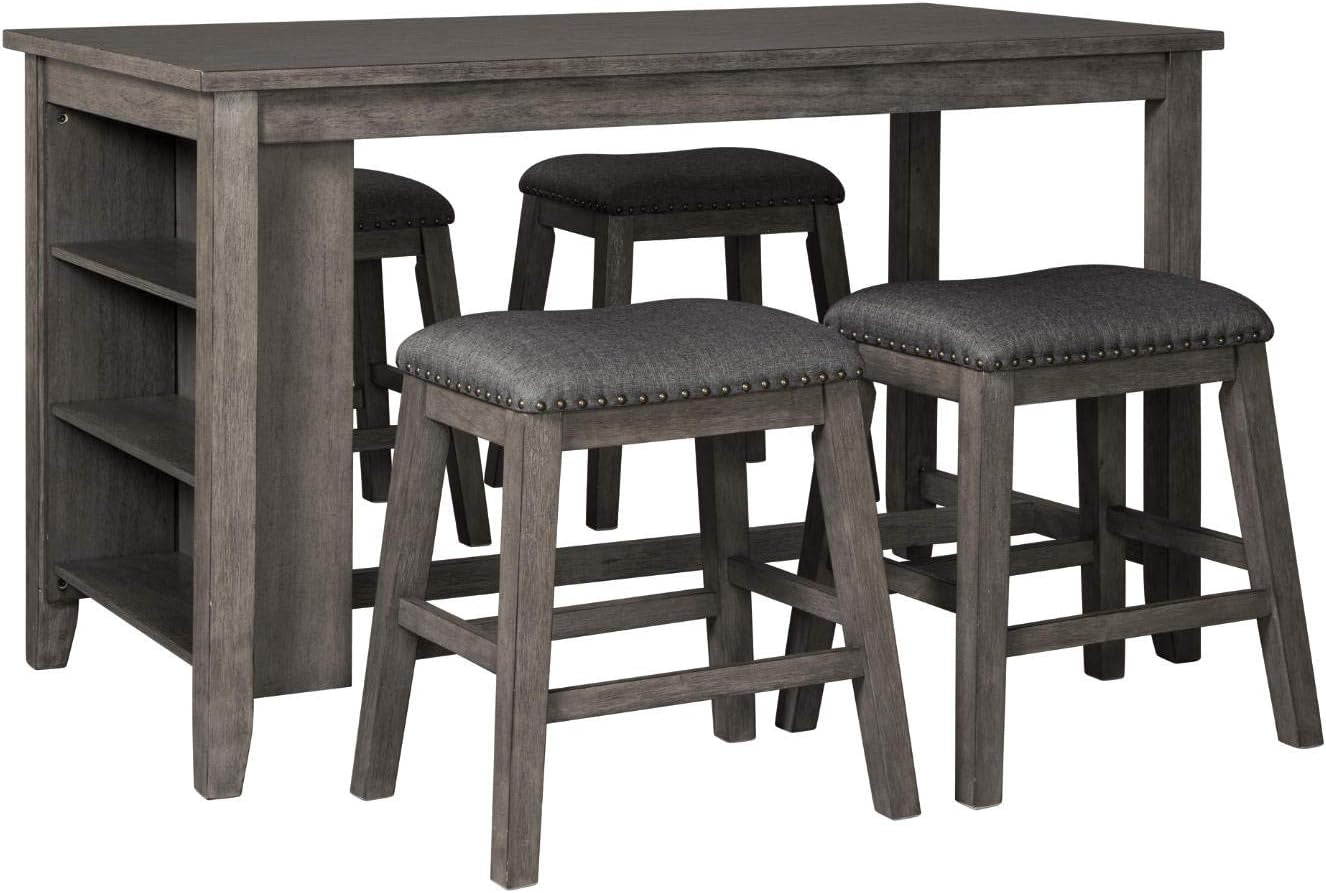 Caitbrook Rustic Counter Height Dining Table With Storage