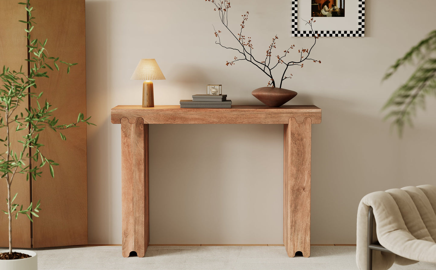 TREXM Farmhouse Mango Wood Console Table