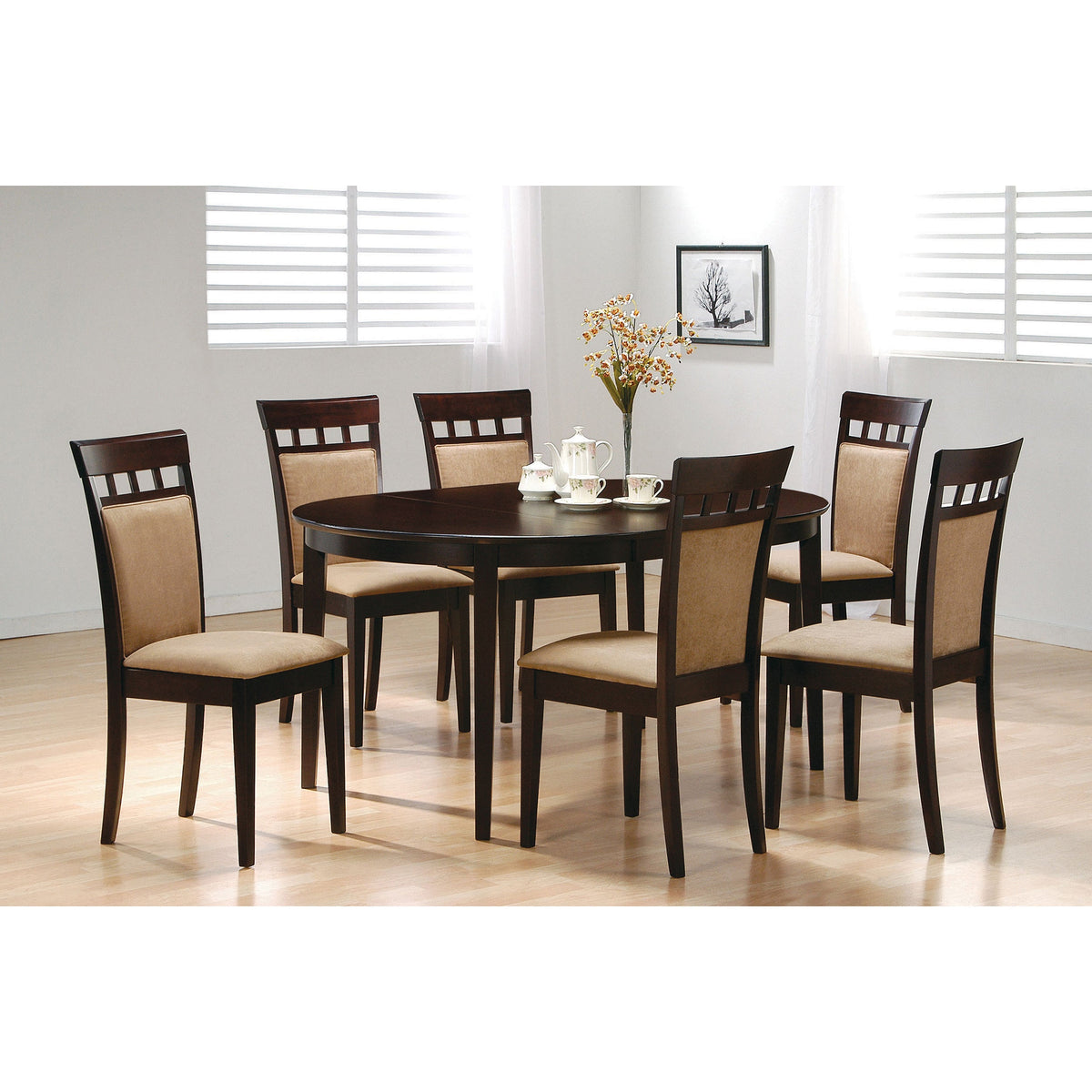Gabriel 7-Piece Extension Leaf Dining Table Set - Cappuccino