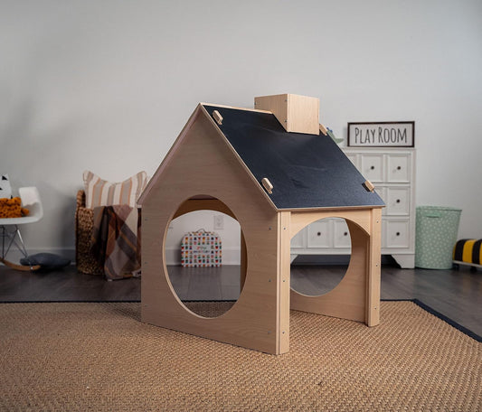 Indoor Montessori Wooden Playhouse With Chalkboard