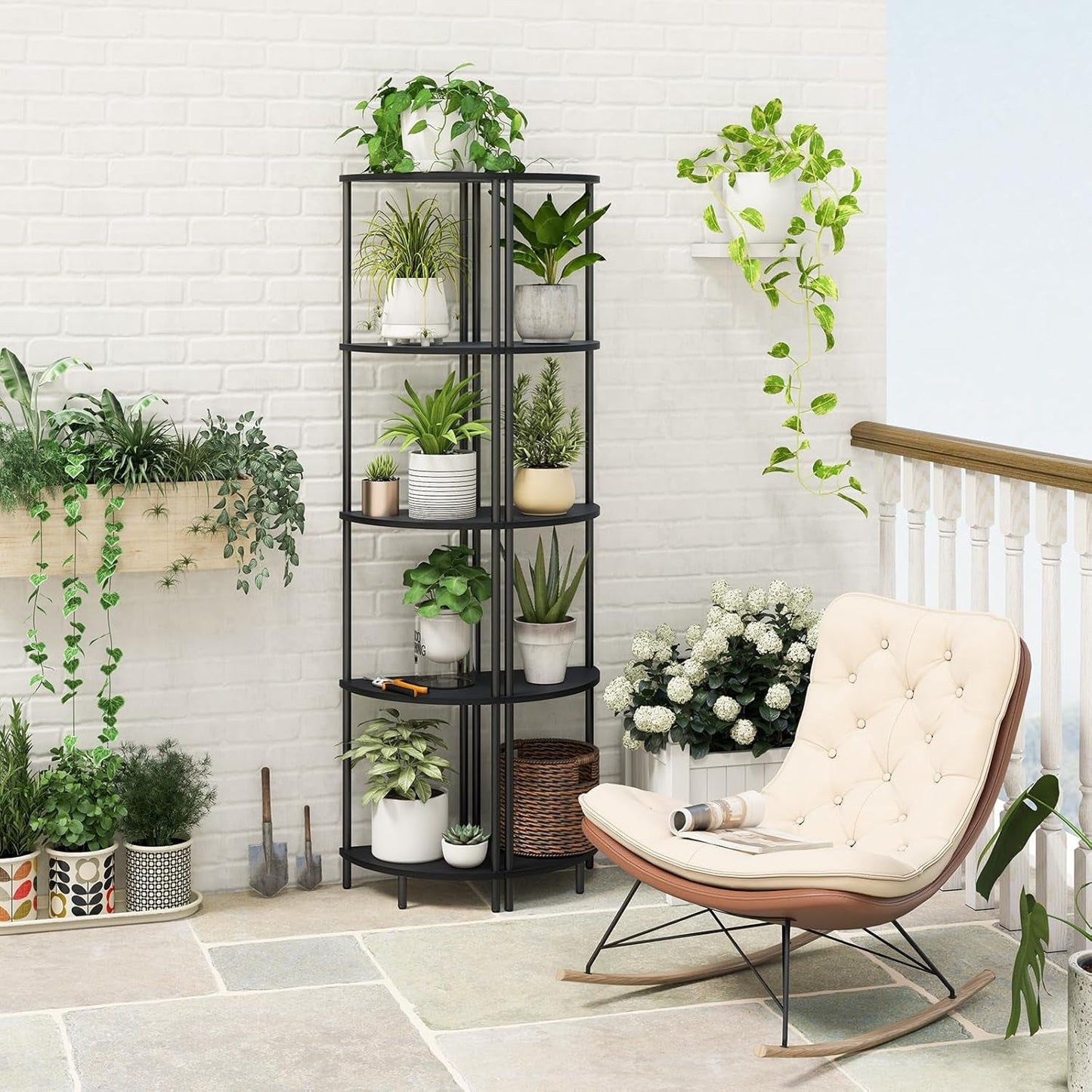 65 Inch Corner Shelf Stand 5 Tier Bookshelf For Home