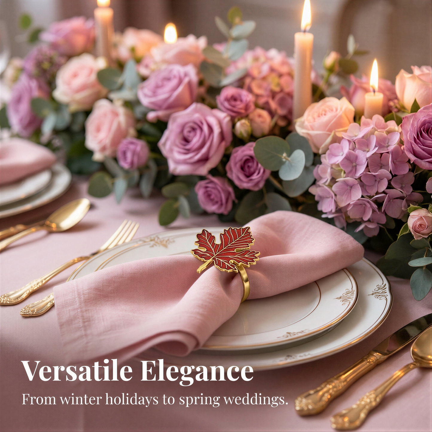 Gold Maple Leaf Napkin Rings – Elegant Rust Resistant Table Decor Accessories