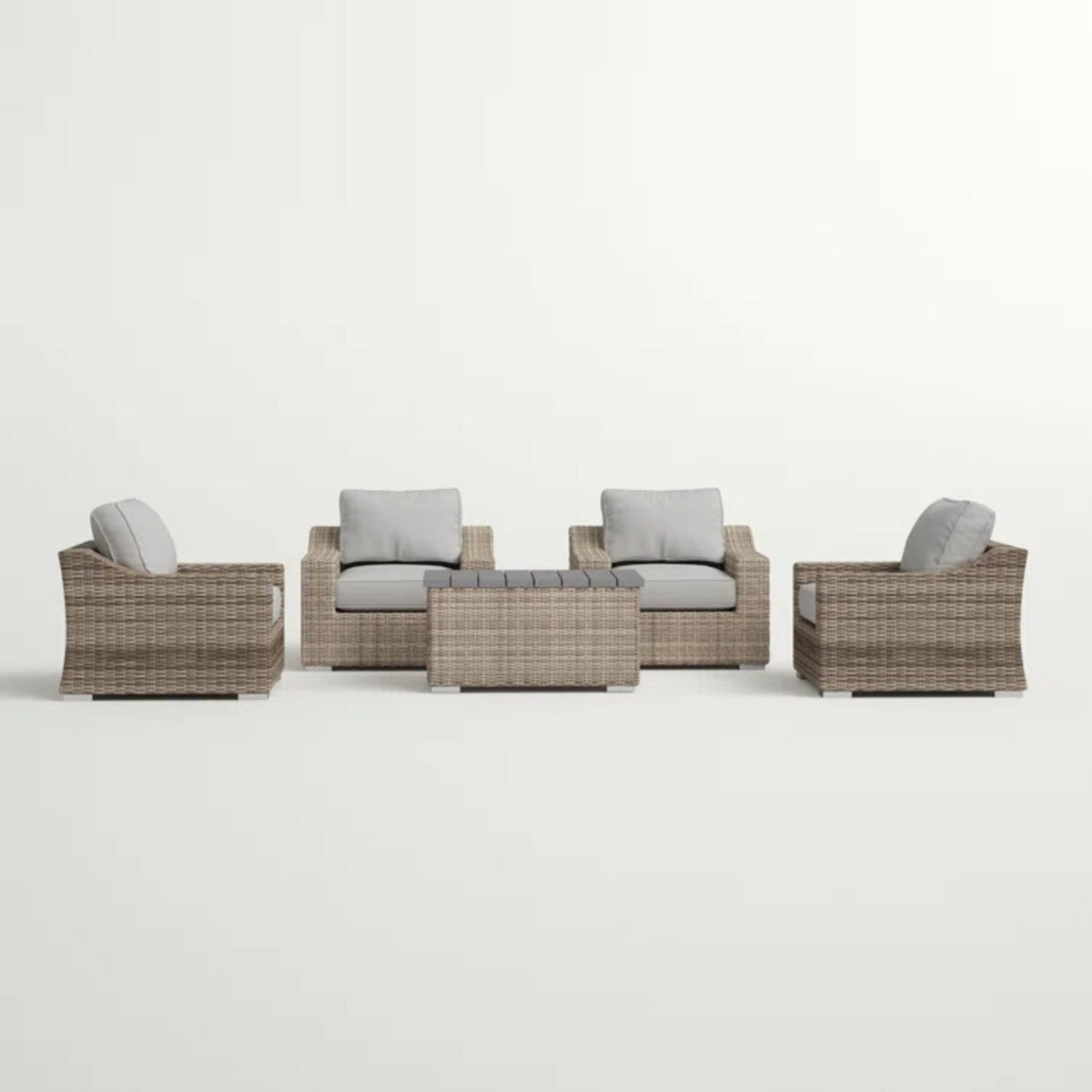 LSI 4 Piece All Weather Wicker Sectional Seating Group with Cushions