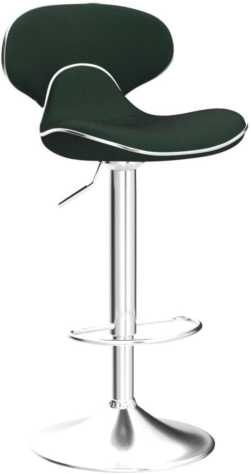 Green Velvet Upholstered Adjustable Swivel Bar Stools Set 2