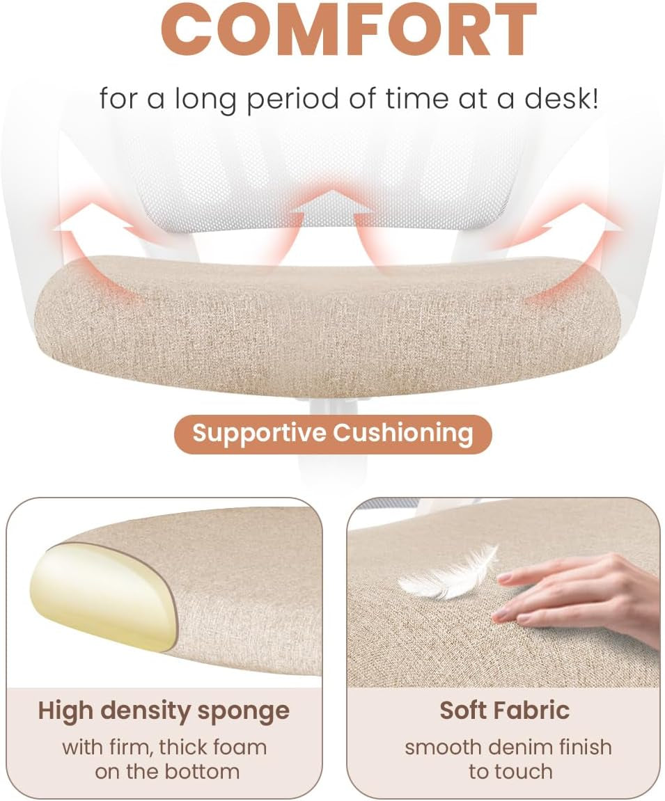 Ergonomic Beige Office Chair With Adjustable Lumbar Support