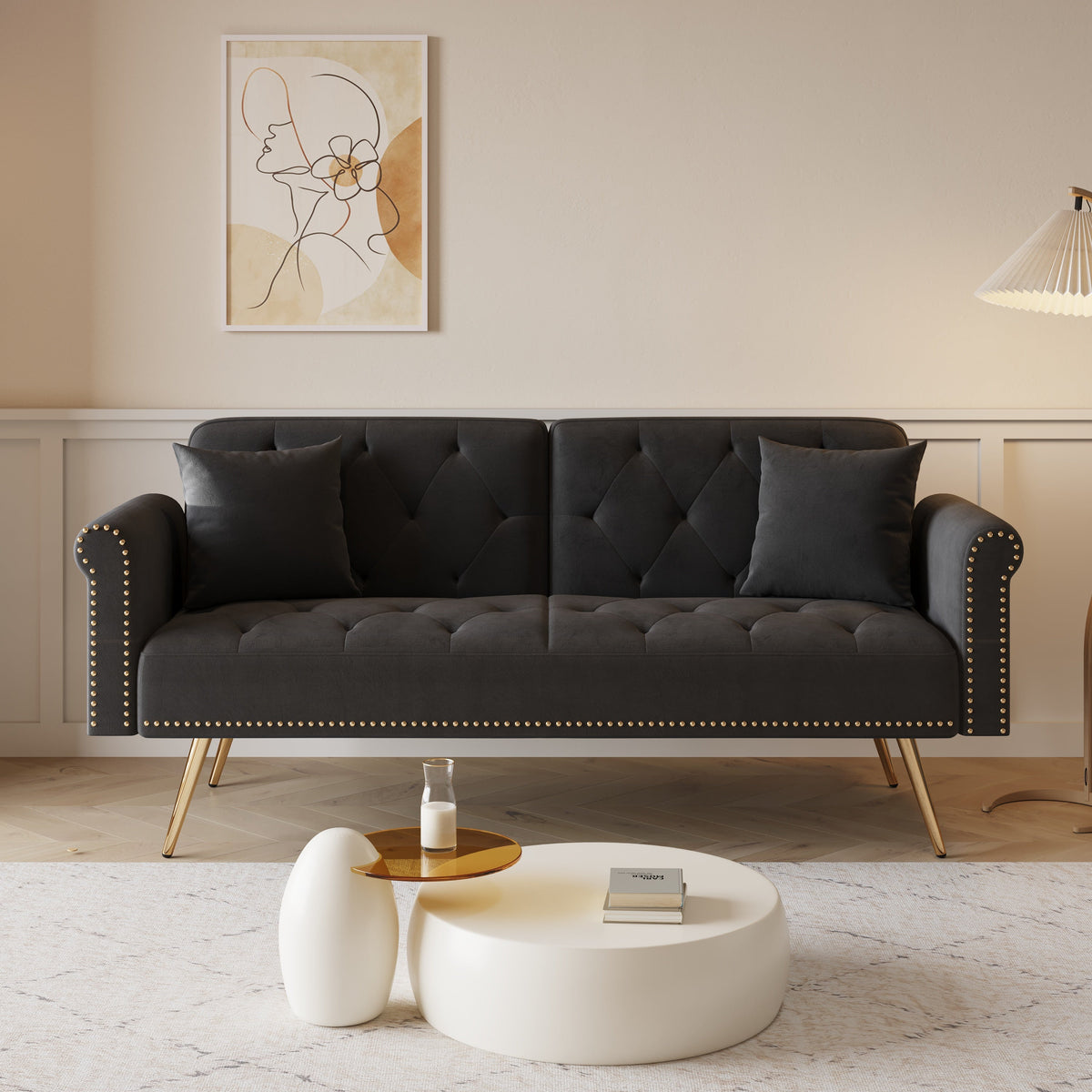 Velvet Sofa Bed - 69.7 Inches