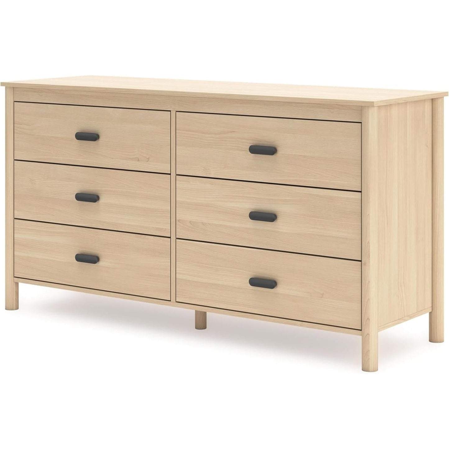 Light Brown Six Drawer Dresser For Bedroom Storage