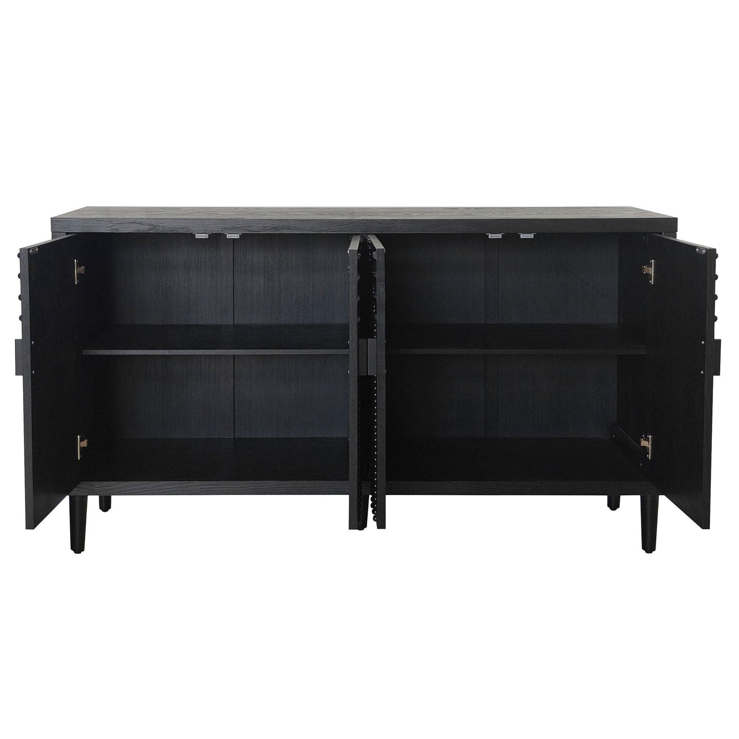 Modern Black Sideboard Cabinet with Nailhead Accents