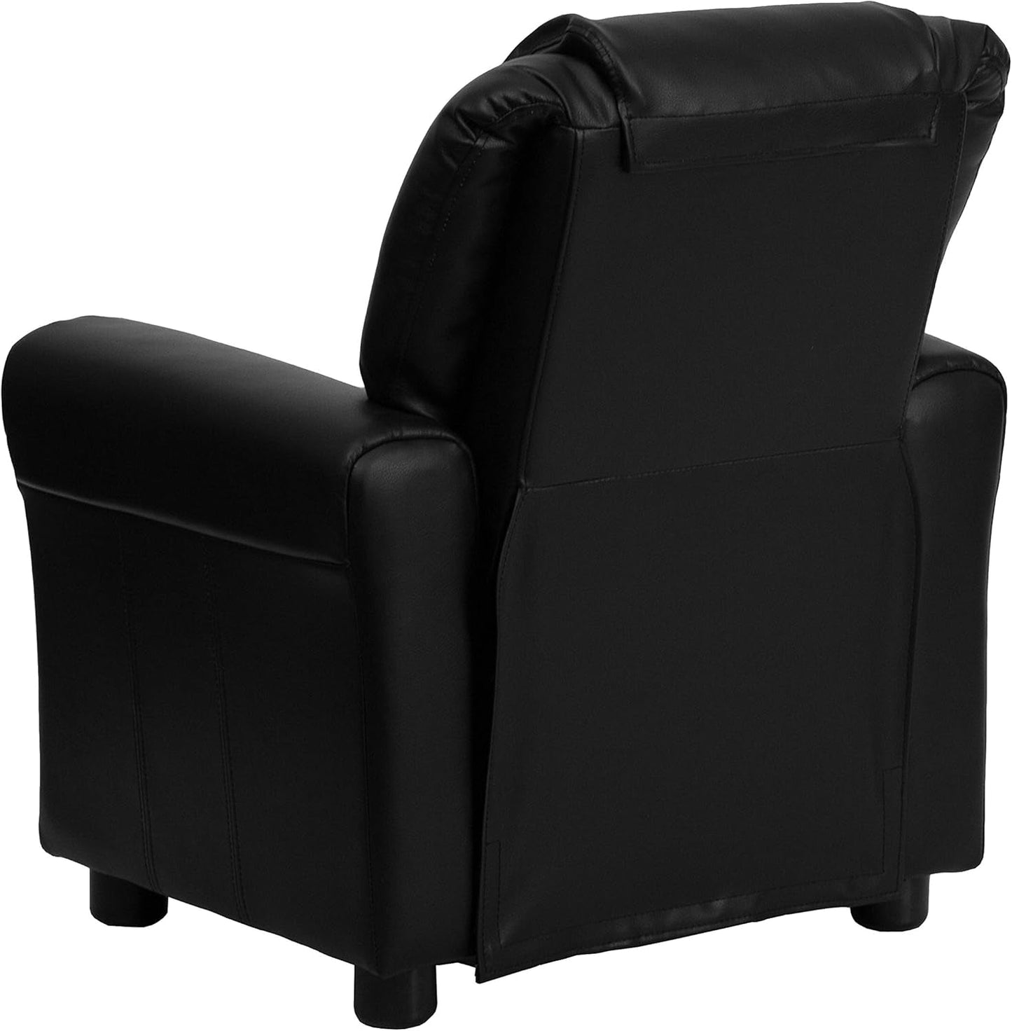 Kids Leathersoft Recliner With Cup Holder And Safety Recline Black