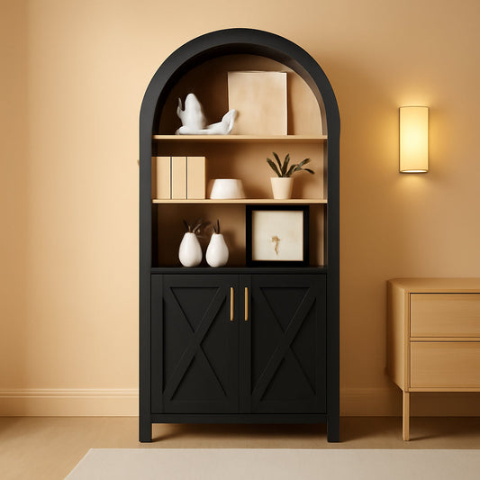 Arched 5 Tier Storage Cabinet Beech Door Farmhouse