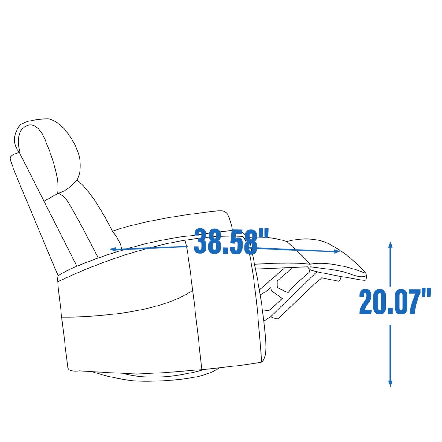 Heat Massage Manual Recliner Chair with Rocker and Swivel in Fabric for Living Room, Brown