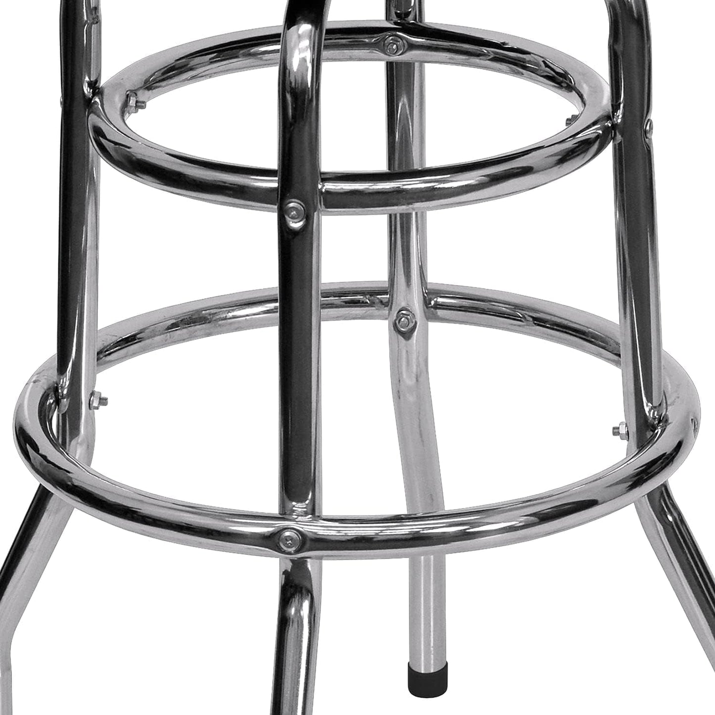 Bruno 2 Pack Bar Stool Chrome Double Ring Black Seat