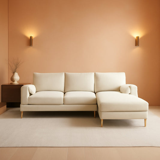 Convertible Sectional Sofa 110 Inch U Shape Creamy White