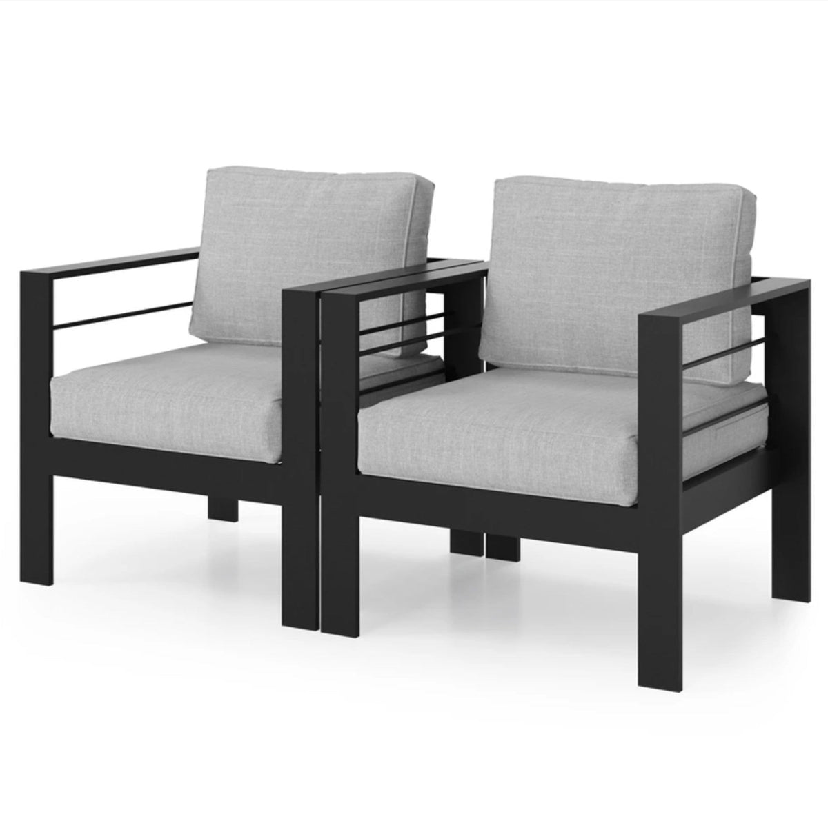 2-Pack 28" All-Weather Aluminum Patio Armchairs