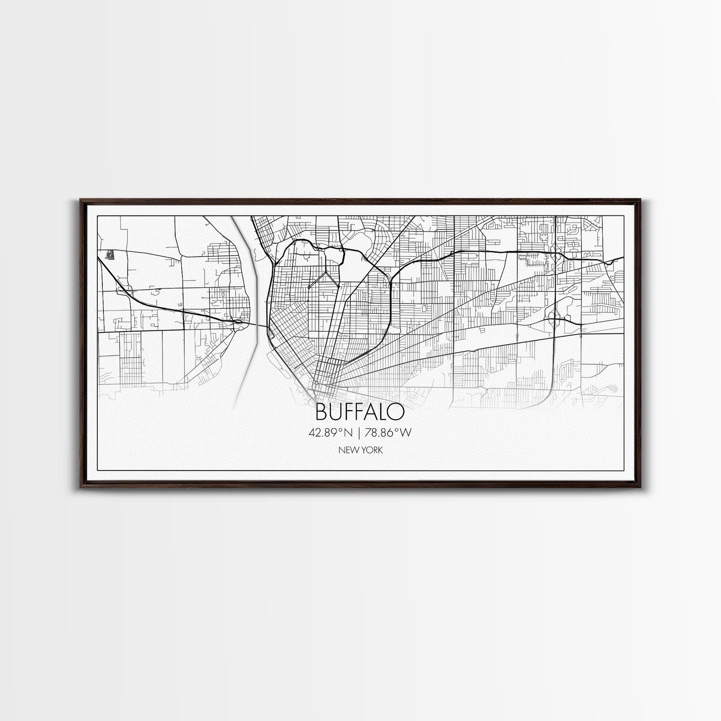 Buffalo Street Map, New York Map, Map Print, Modern Art, Wall Art, Canvas Art, Gift For Newlyweds, Gift For Parents, Apartment Décor