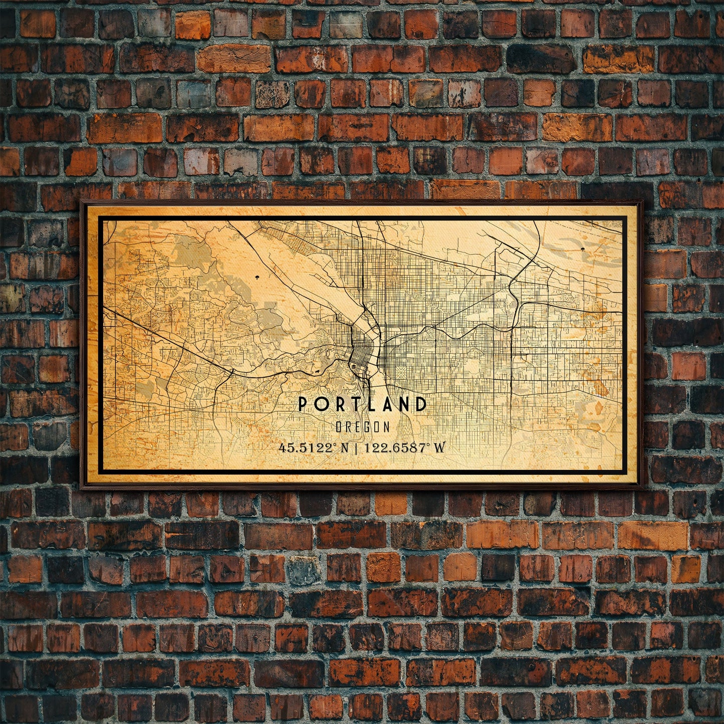 Portland Oregon Street Map, Framed Canvas Art, Oregon United States Road Map Wall Art, Office Wall Art, Portland Wall Decor for Office