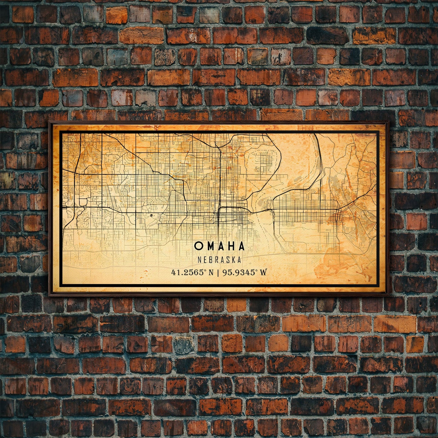 Omaha Nebraska map print poster or framed canvas, Omaha map print poster canvas, Omaha city map print poster canvas, Vintage Travel Art
