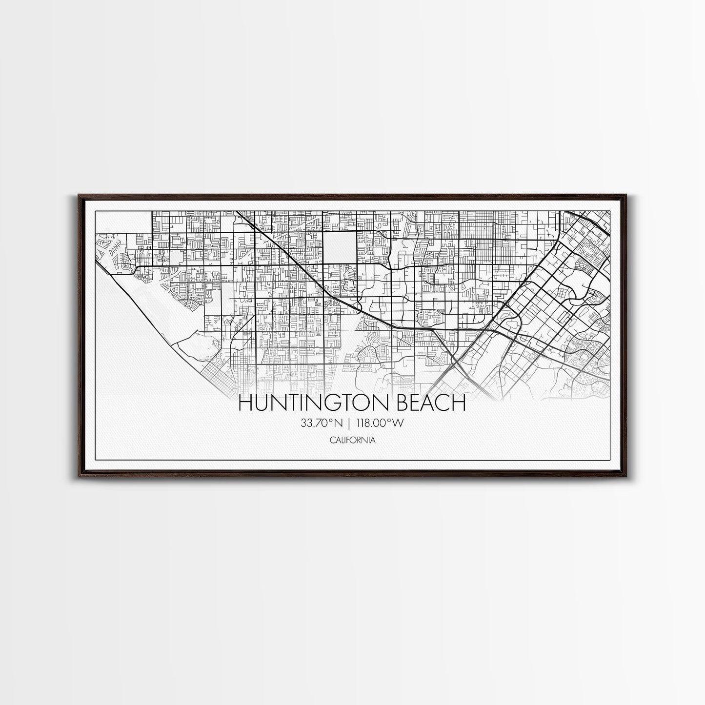 Huntington Beach City Map, California Map, Map Art, Modern Art, Wall Art, Canvas Art, Coastal Wall Art, Ocean Wall Art, Travel Gifts For Men