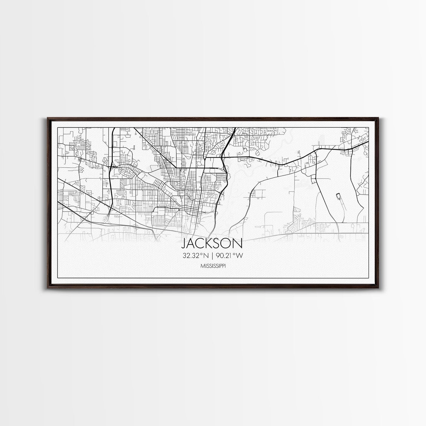 Jackson City Map, Mississippi Map, Map Art, Modern Art, Wall Art, Canvas Art, Apartment Wall Décor, Modern Farmhouse Art, Gift For Men