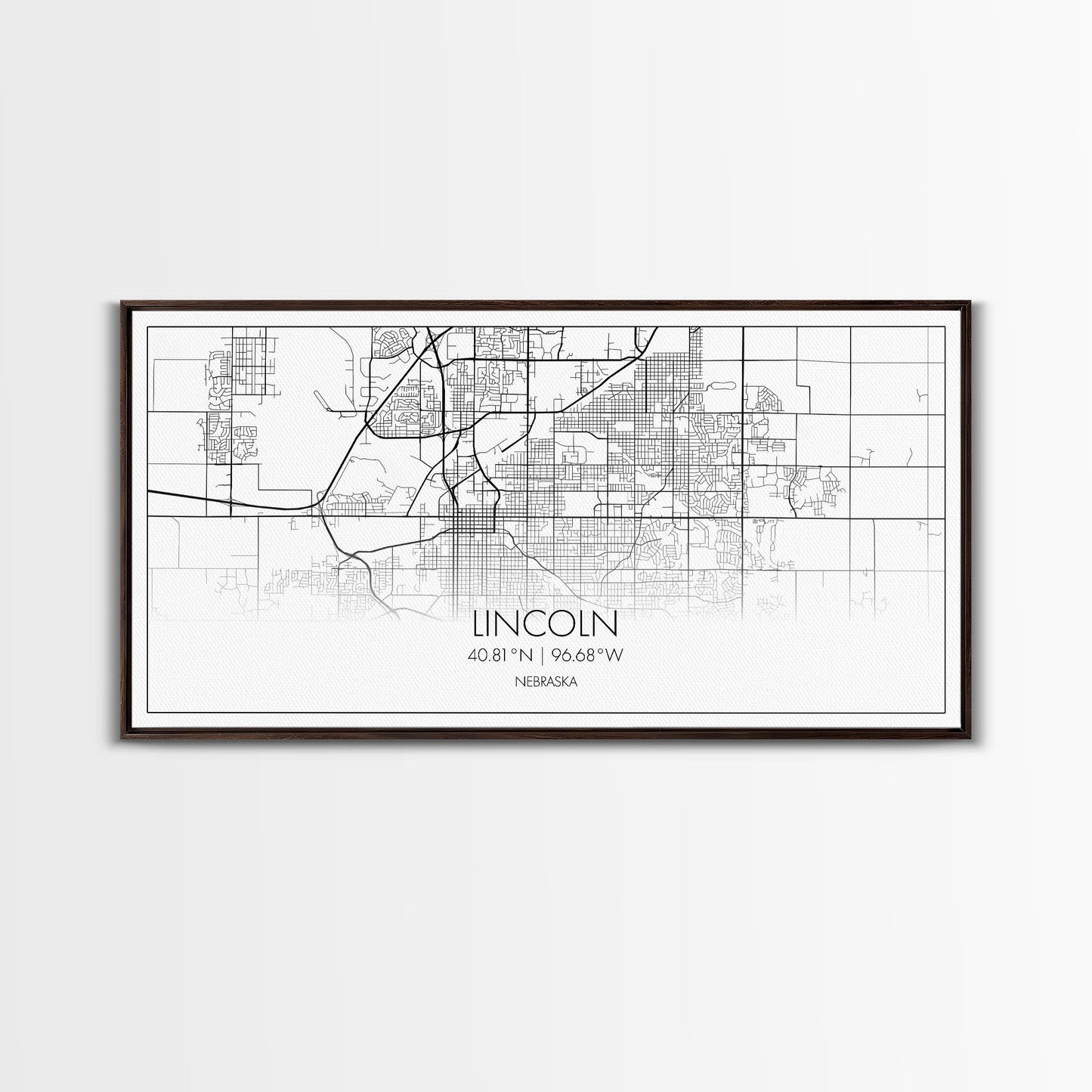 Lincoln City Map, Nebraska Map, Map Art, Modern Art, Wall Art, Canvas Art, Dorm Room Wall Art, Bar Wall Art, Gift For Mom, Teen Wall Art