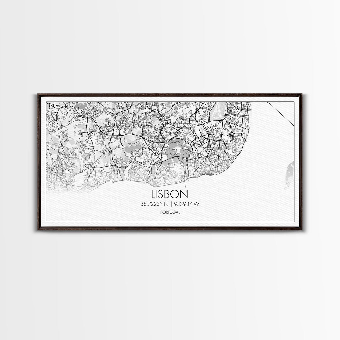 Lisbon City Map, Portugal Map, Map Art, Modern Art, Wall Art, Canvas Art, Travel Wall Décor, Apartment Wall Art, Book Lover Gift, Office Art
