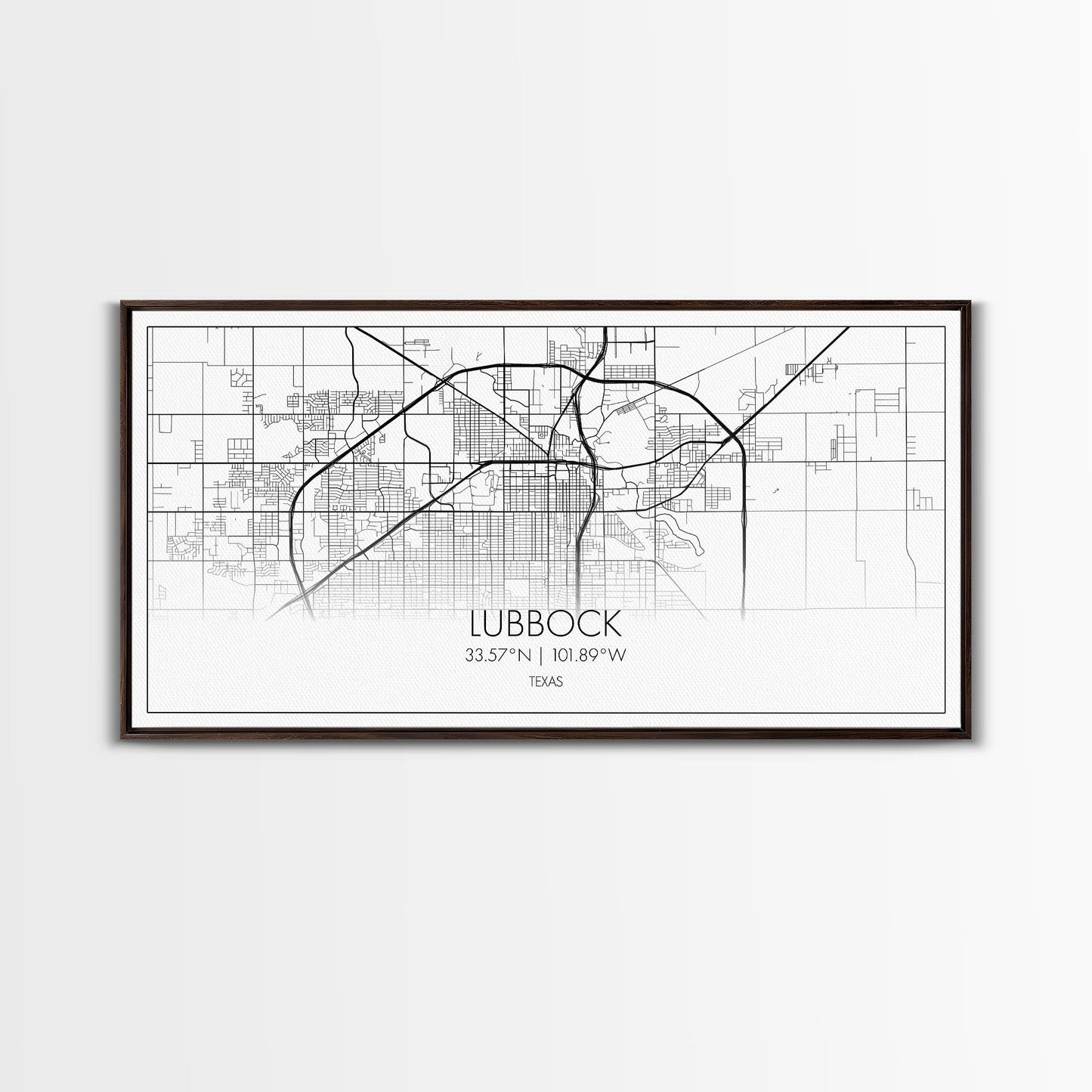Lubbock City Map, Texas Map, Map Art, Modern Art, Wall Art, Canvas Art, Gift For Women, Living Room Wall Art, Wall Hanging, Texas Wall Art