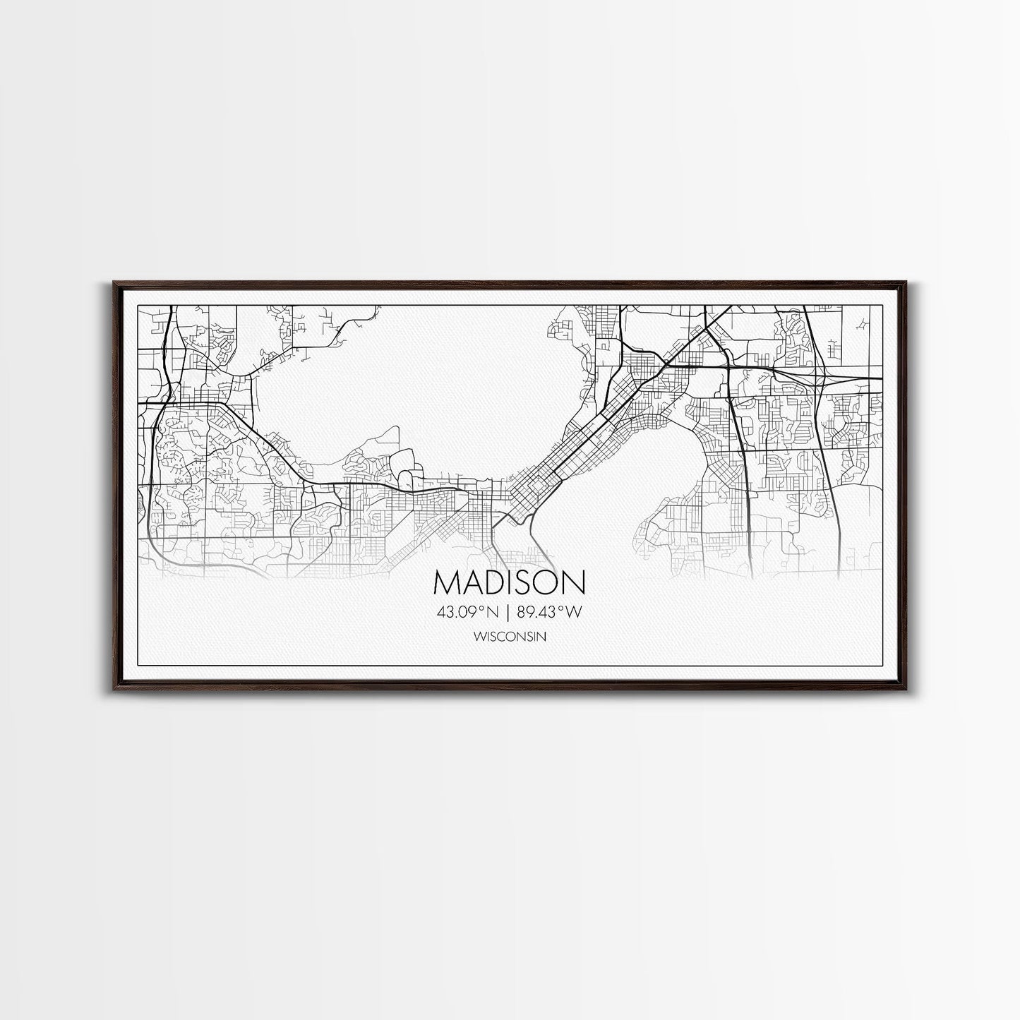 Madison City Map, Wisconsin Map, Map Art, Modern Art, Wall Art, Canvas Art, Unique Gifts, Large Wall Art, College Décor, Room Décor, Prints