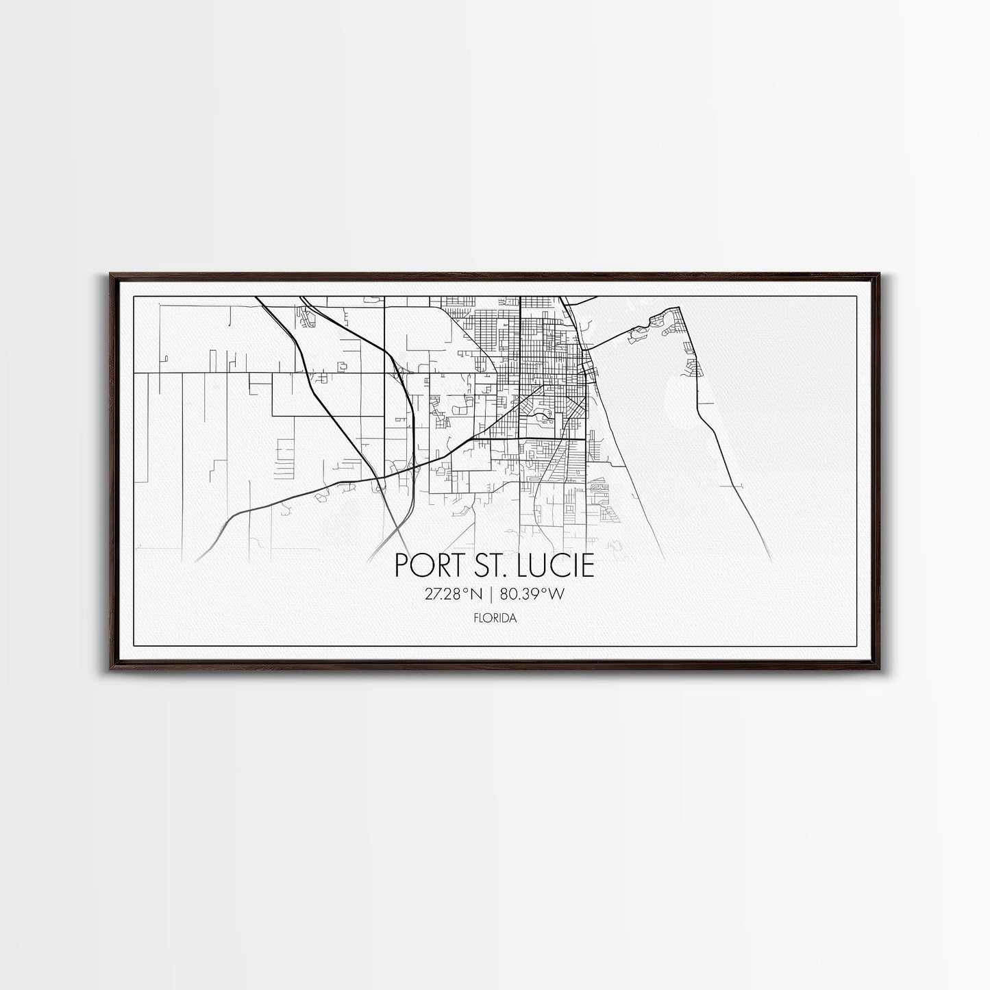 Port St Lucie City Map, Florida Art, Map Print, Minimalist Wall Art, Wall Art, Canvas Art, Rustic Wall Art, Birthday Gift, Dorm Room Décor