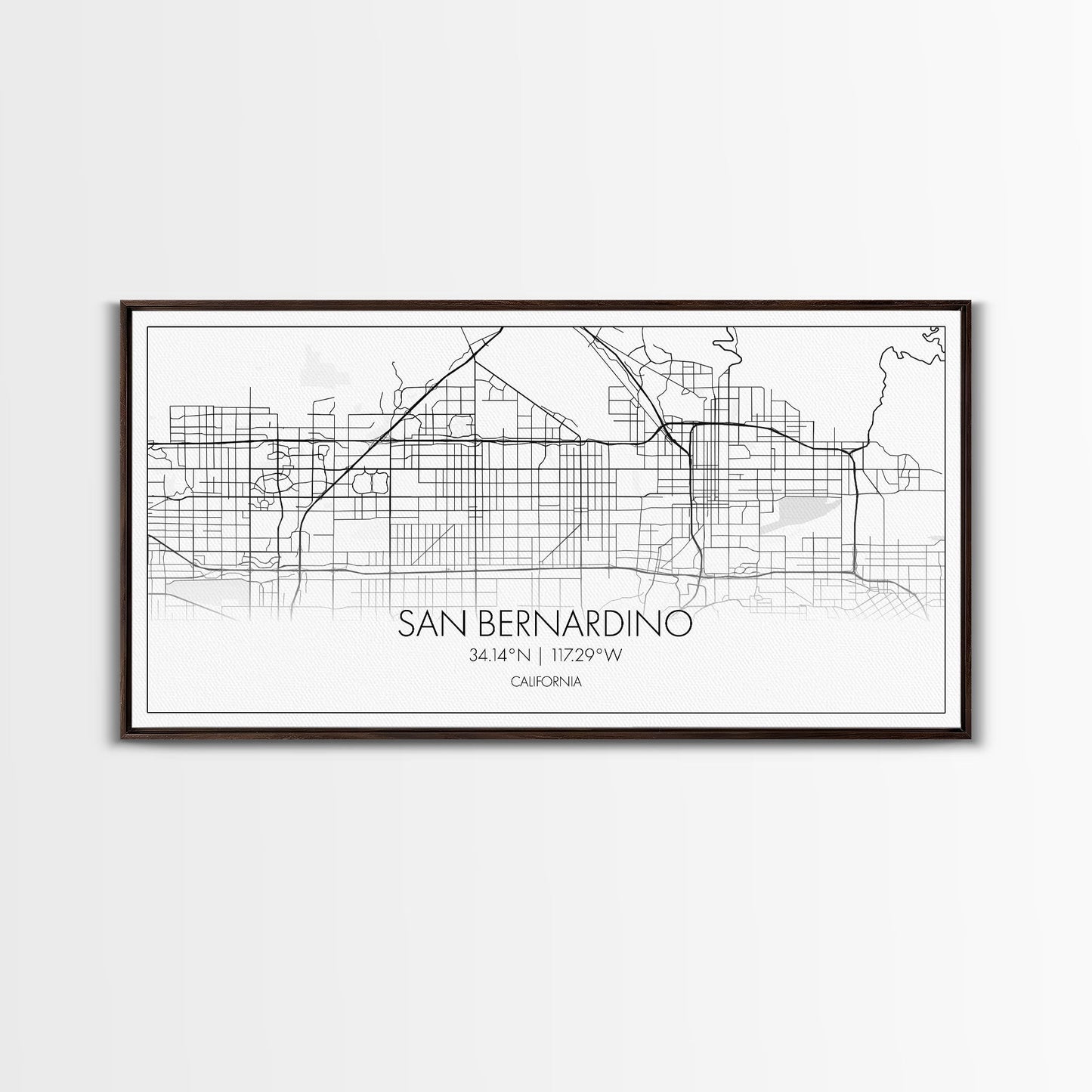 San Bernardino City Map, California Art, Map Print, Minimalist Wall Art, Wall Art, Canvas Art, Business Gift, Dorm Décor, Office Prints
