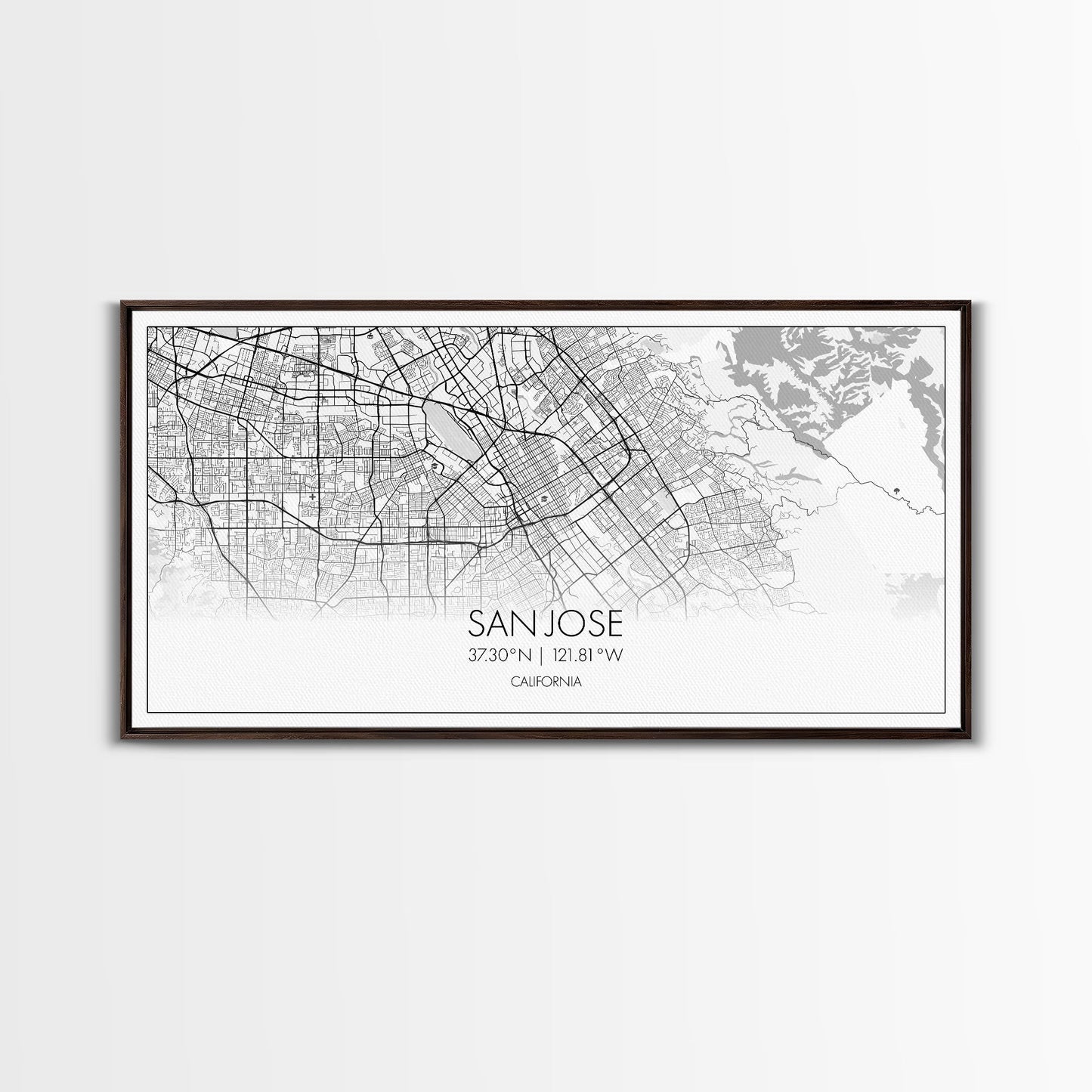 San Jose City Map, California Art, Map Print, Modern Wall Art, Wall Art, Canvas Art, Modern Office Art, Above Bed Décor, Prints Wall Art