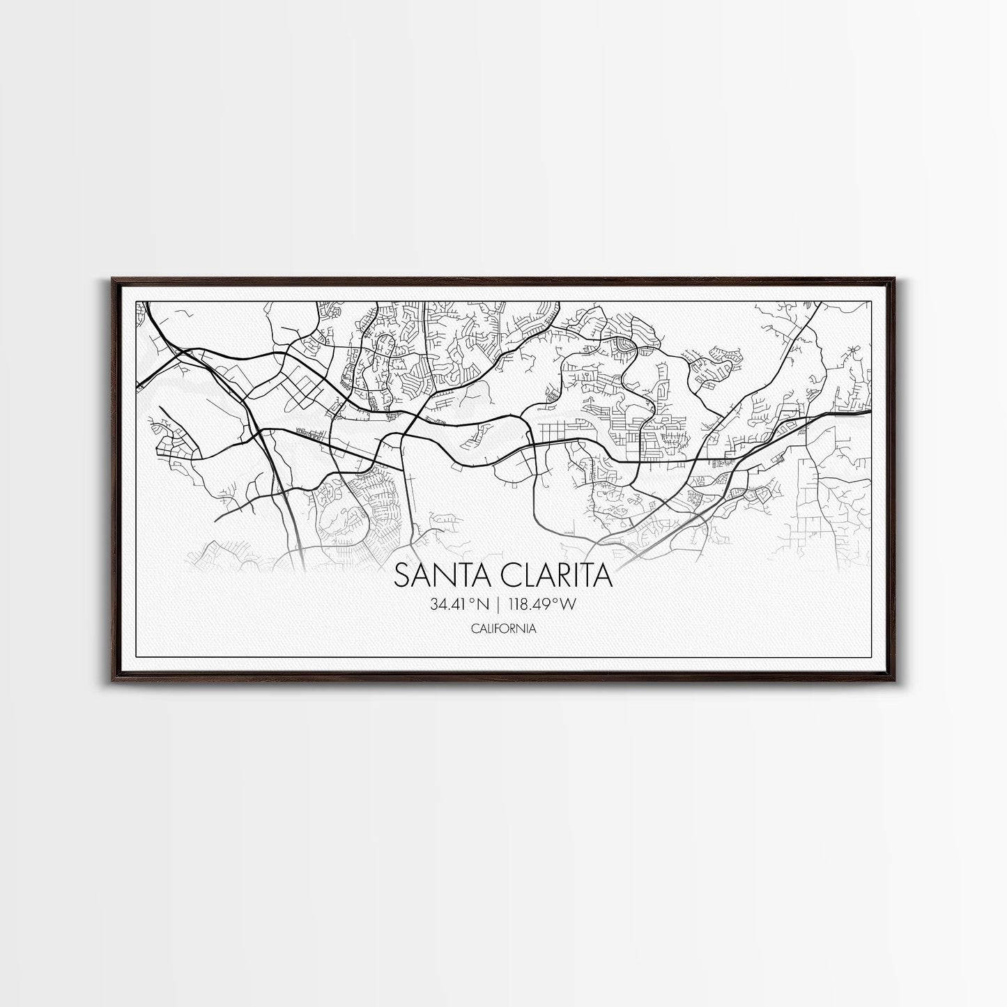 Santa Clarita City Map, California Art, Map Print, Modern Wall Art, Wall Art, Canvas Art, Best Friend Gifts, Family Room Art, Home Décor