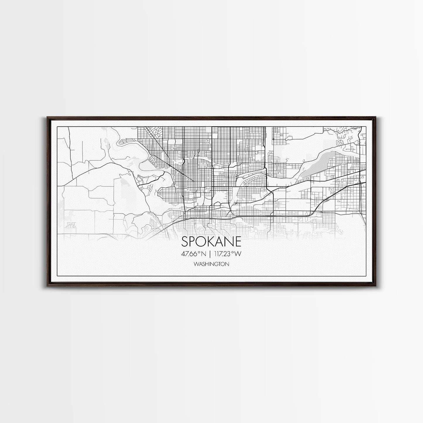 Spokane City Map, Washington Art, Map Print, Modern Wall Art, Wall Art, Canvas Art, Family Room Wall Art, Landscape Art Print, Military Gift