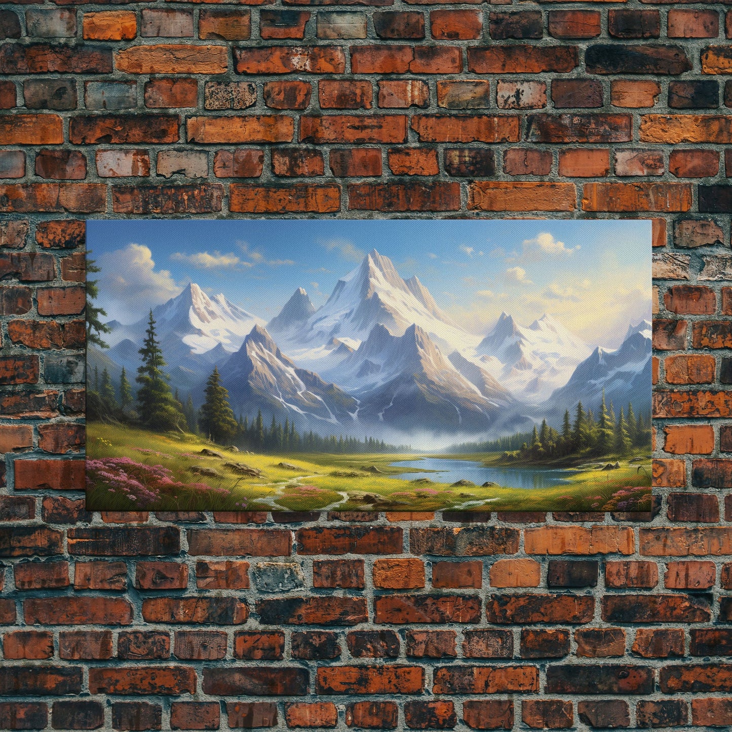Mount Rainier, Gallery Wall Art, Framed Canvas Print, Original Oil Painting Reproduction Print, Landscape Art, Guest Room Decor